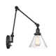 Catalina Single Light Glass Dimmable Plug-in Swing Arm Sconce