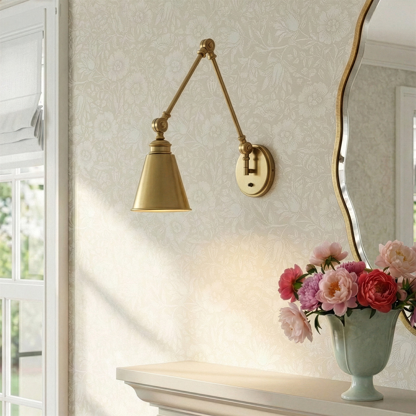 Beckham Single Light Swing Arm Sconce, Warm Brass
