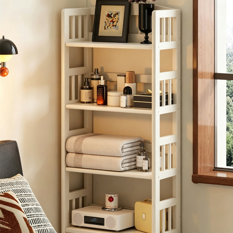 Bibliothèque standard en bois massif beige moderne, 23.62"L, Beige