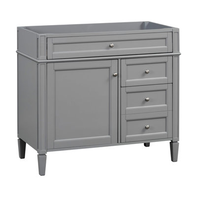 Meuble-lavabo de 36 po sans lavabo supérieur, armoire de rangement moderne avec 2 tiroirs et un tiroir basculant, structure en bois massif