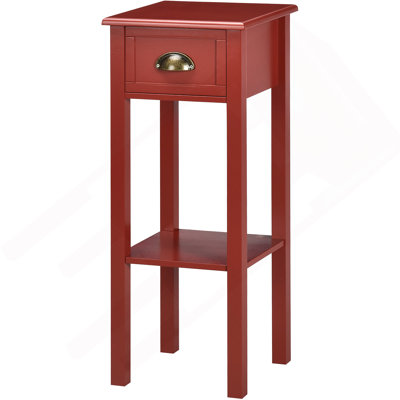2-Tier Side Table with Drawer, Narrow End Table with Bottom Shelf, for Living Room or Bedroom, 