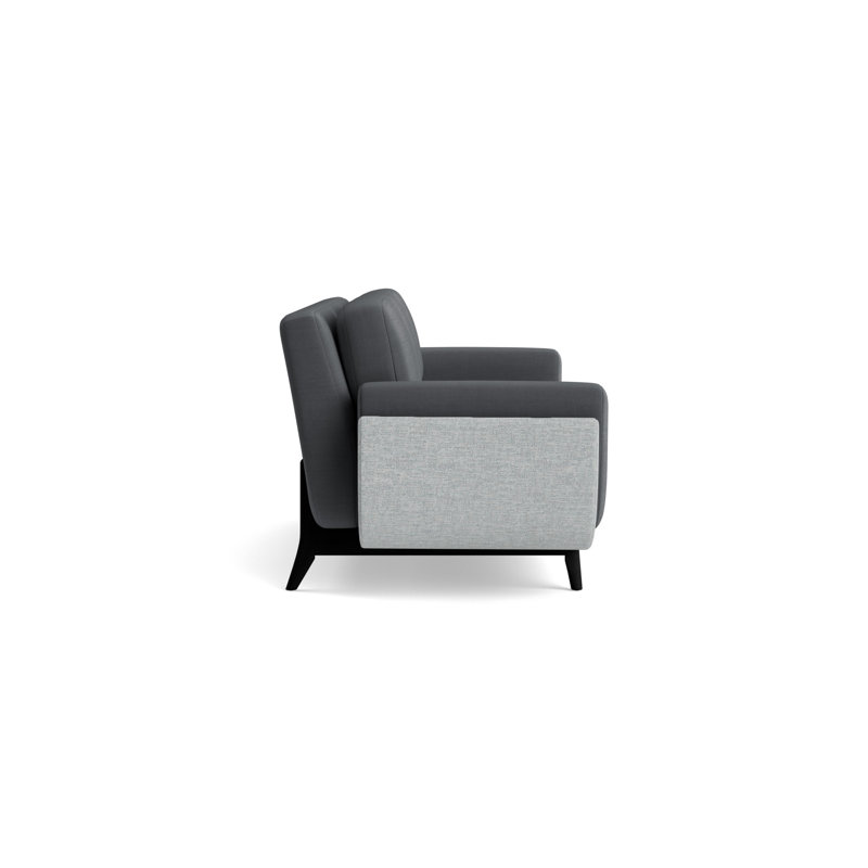 Regatta 90 Sofa, Performance Linen-Charcoal/Textured Weave-Sky Blue, Black