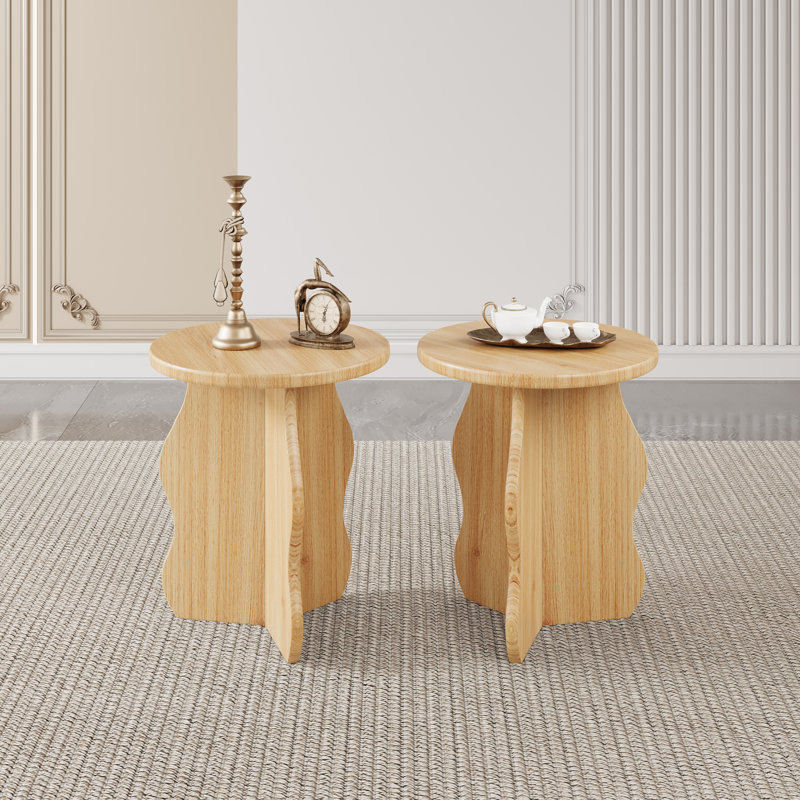 Round End Table, Natural, 2