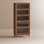 Bibliothèque en bois massif avec porte à rabat en verre et armoire de rangement moderne avec poignées en cuir