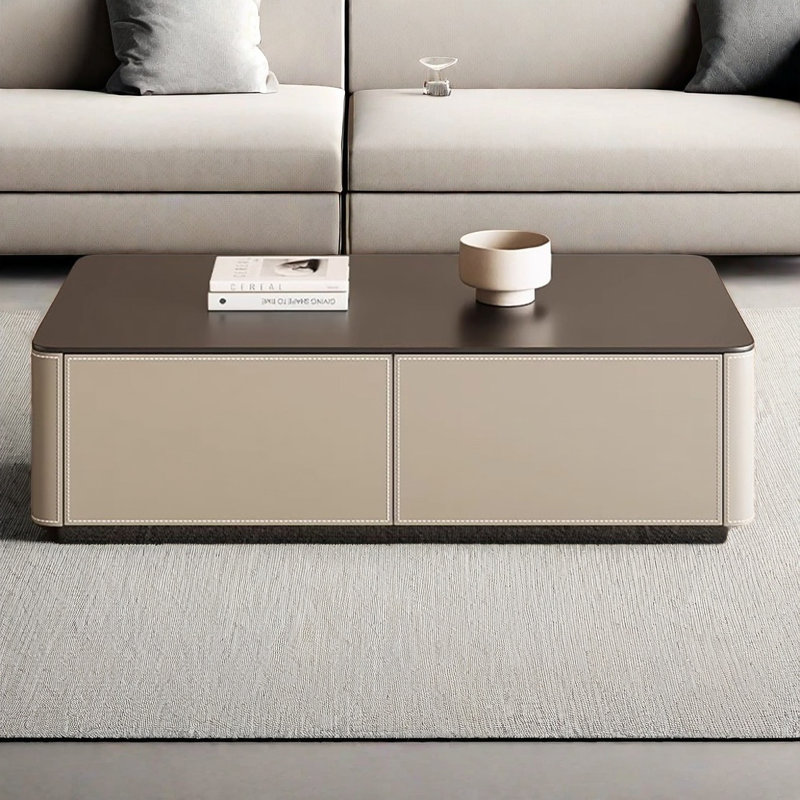 Table de bout rectangulaire en cuir Saddle, H 15 po x L 51,2 po x l 27,6 po
