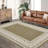 Modern Neutral Bordered Area Rugs, Brown 9'X12' Soft Washable Non Slip Solid Geometric Large Throw Carpet for Living Room Bedroom Dining Nursery Apartment Dorm Office Farmhouse Home Decor-2052888665