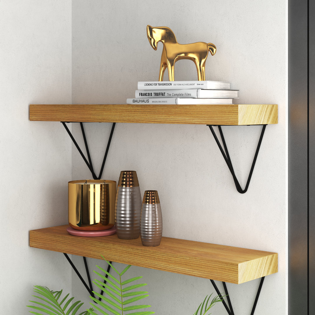 Haydel 2 Piece Paulownia Bracket Shelf (Set of 2) Mercury Row®