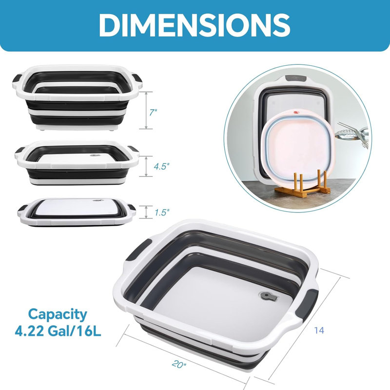 Baignoire de préparation pliable pour la préparation des repas, la marinade, le rangement des aliments, les pique-niques, le camping, les barbecues