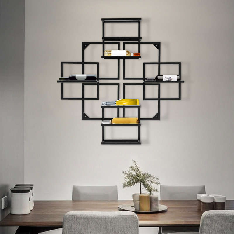 8 Bottle Wall Mounted Wine Bottle Rack in Black