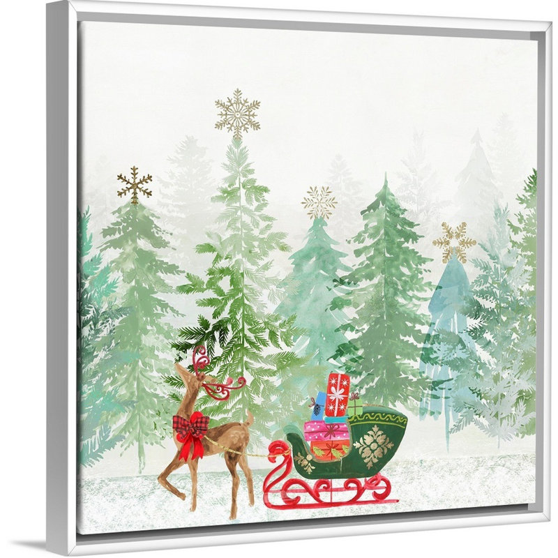 Holiday Greetings - reproduction d'art sur toile, 22" H x 22" W x 1.75" D, Cadre blanc