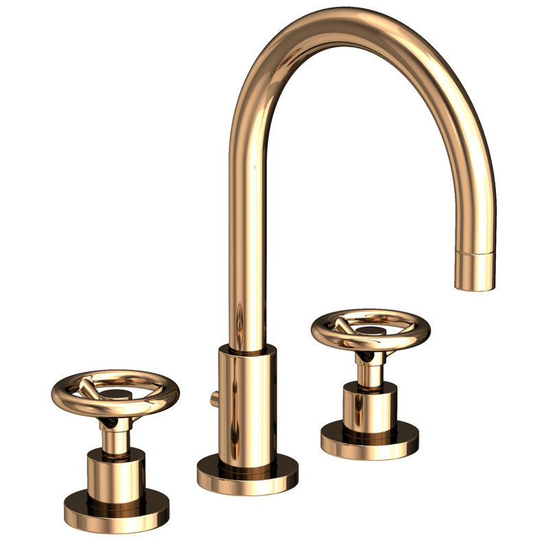 Slater Widespread Bathroom Faucet with Drain Assembly, French Gold