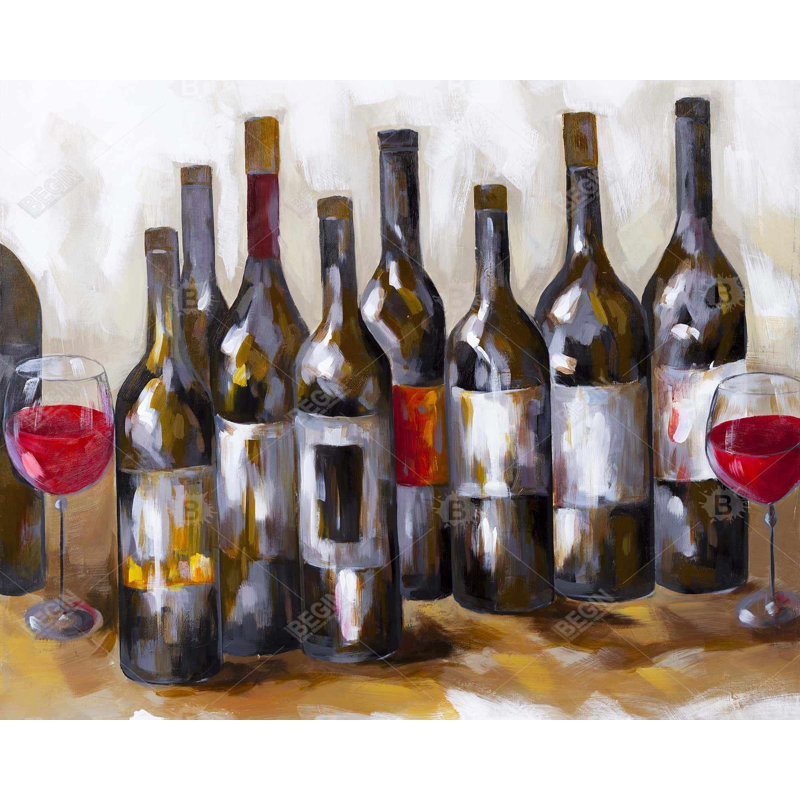 Red Wine Bottles Print On Canvas