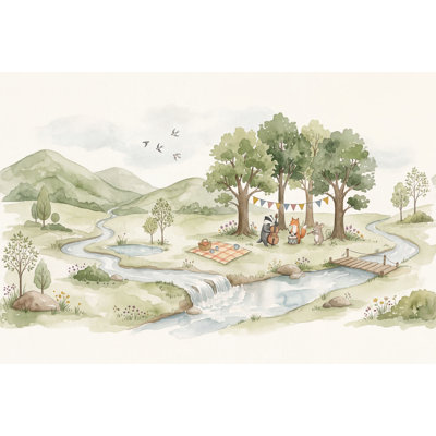 Décoration murale amovible aquarelle pour enfants, papier peint ciel nuageux