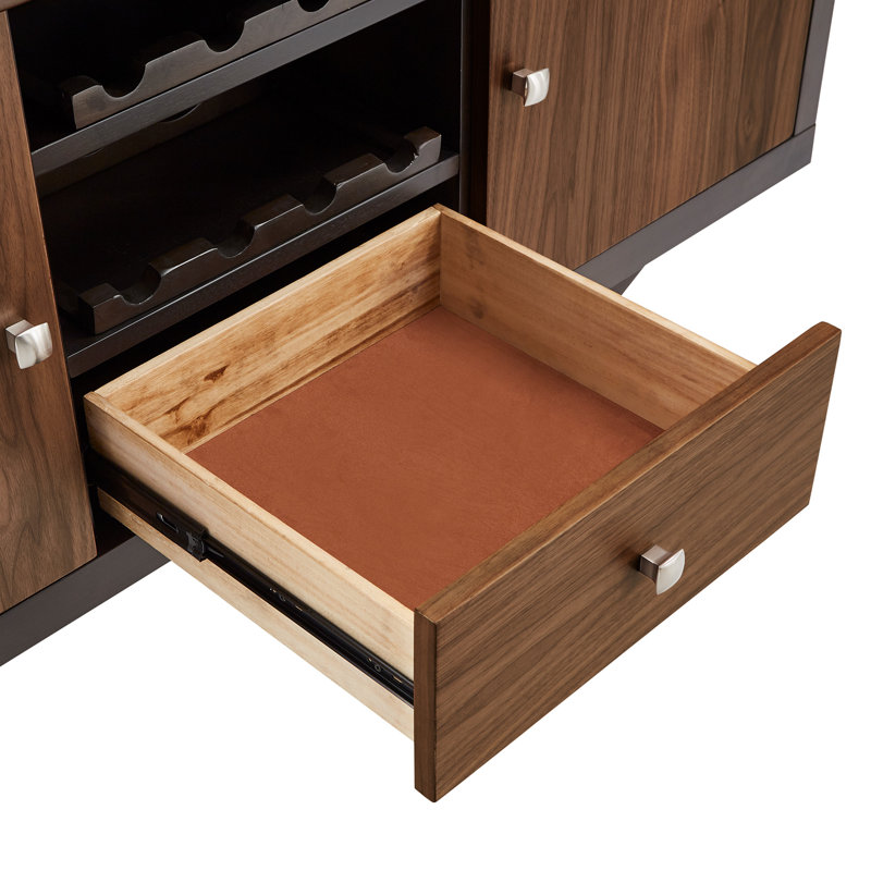 Desserte en bois d'hévéa 1 tiroir 58,26 po Charan