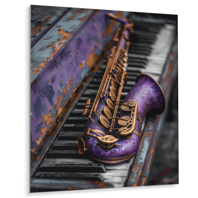 Ornement de musique mauve mauve saxophone II - décoration murale musique