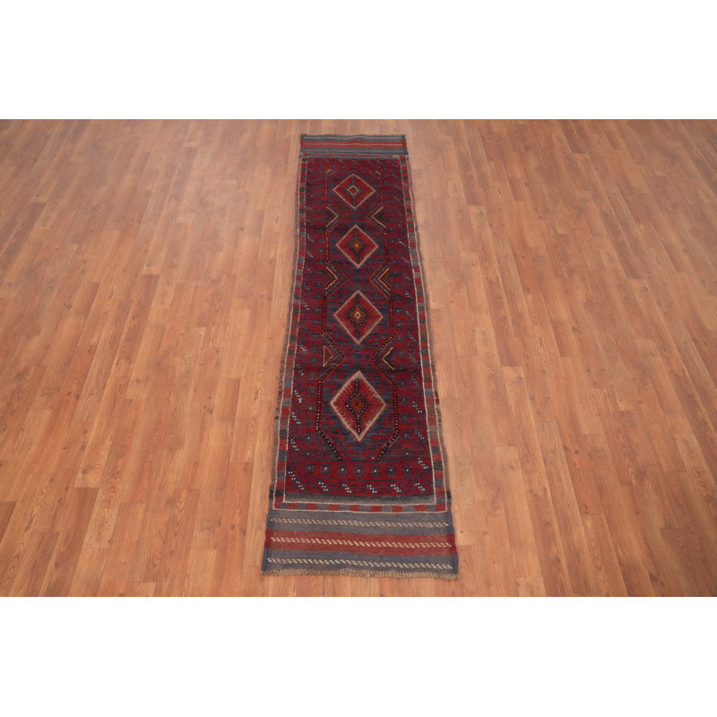 Tapis de couloir afghan traditionnel en laine fait à la main 2 x 7