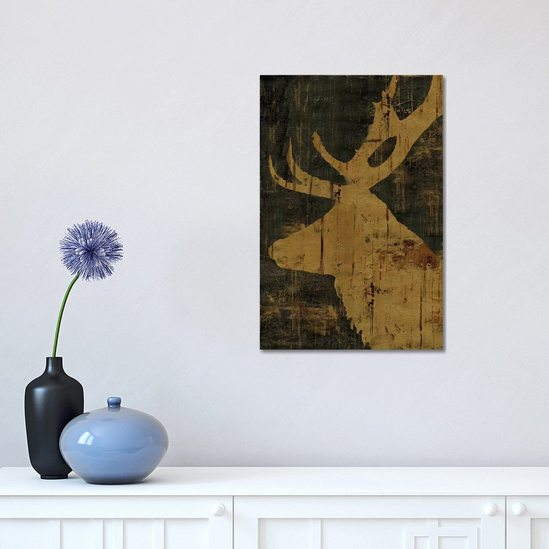 Rustic Lodge Animals Deer by Marie Elaine Cusson - Wrapped Canvas Painting