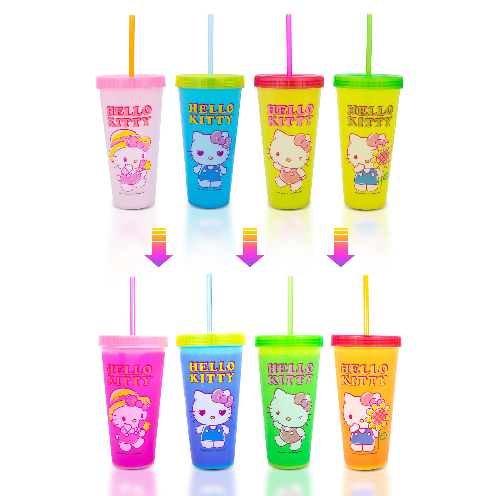 Hello Kitty 24oz. Plastic Cold Cup W Lid and Topper