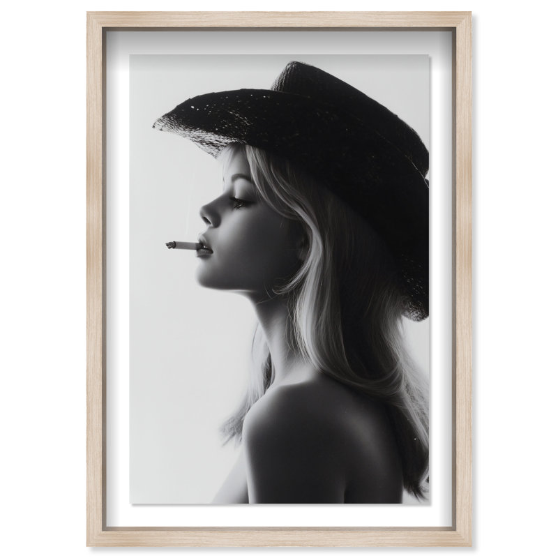 Desert Cowgirl Shadowbox Fashion Print by Oliver Gal, Black Frame, 10 x 15, 21.5"H x 31.5"W, Natural Oak Shadowbox