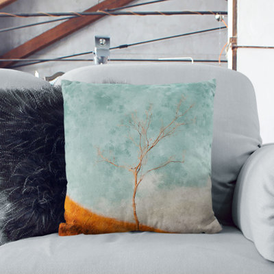 Lonely Tree Painting Cushion with Filling