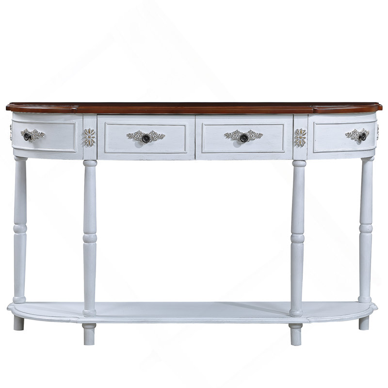 Driscilla Retro Style 52 inch Solid Wood Console/ Sofa Table, White