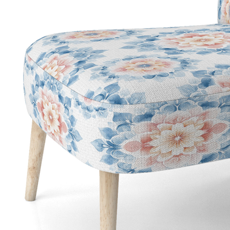 Chaise marocaine en velours - Chaise d'appoint bohème mandala bleu pastel, Chaise d'appoint sans accoudoirs
