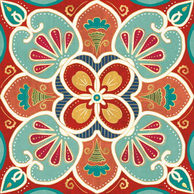 «Folk Floral VII» par Véronique Charron, impression sur toile tendue