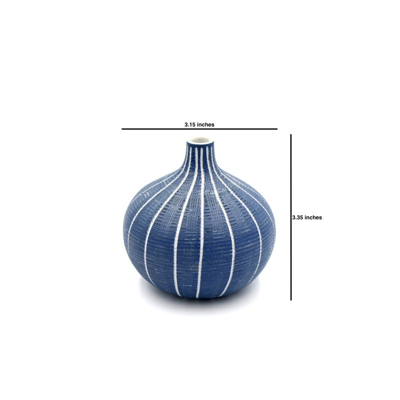 Vase de table Bartrum, Bleu, H 3,4 po x l 3,2 po x P 3,2 po