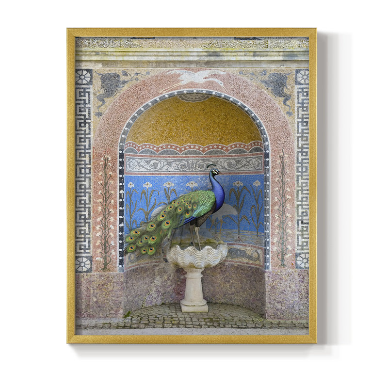 Palace Peacock, reproduction encadrée - bois massif, H 15 po x l 12 po, Doré
