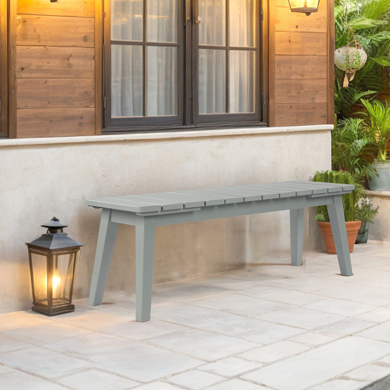Banc d'extérieur sans dossier en bois massif 45 pouces, Gris