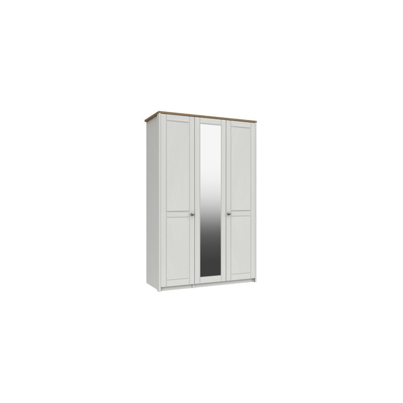 Newhaven 3 Door Manufactured Wood Wardrobe, Natural Rustic Oak/White