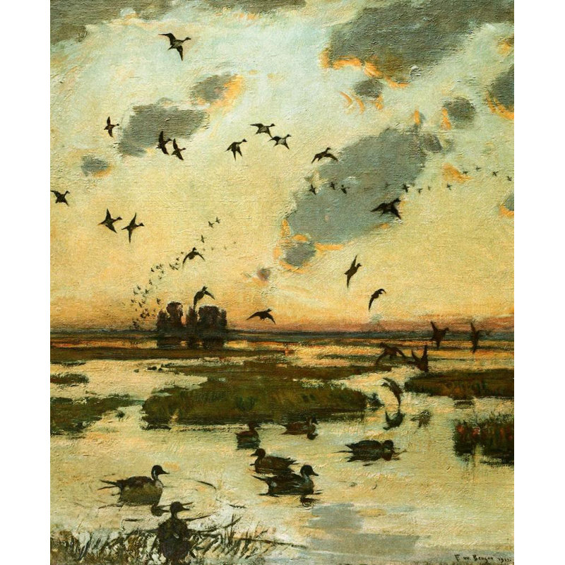 «The Duck Marsh» par Frank Weston Benson - Art mural sur toile tendue avec châssis, H 24 po x l 17 po