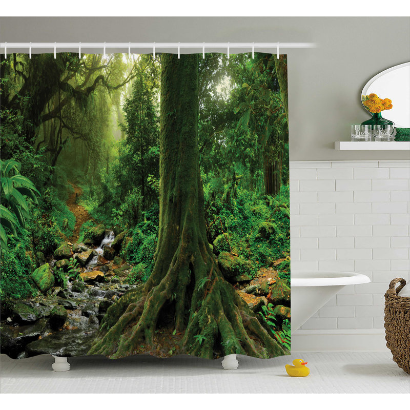 Apartment Shower Curtain with Hooks Included, 70" H x 69" W