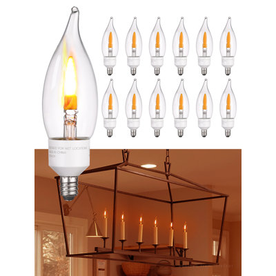 Ampoules Ca11 à culot E12, ampoules DEL clignotantes de 1 W, 2 modes, bougies pour lustre, homologué UL, jaune chaud 1800 K