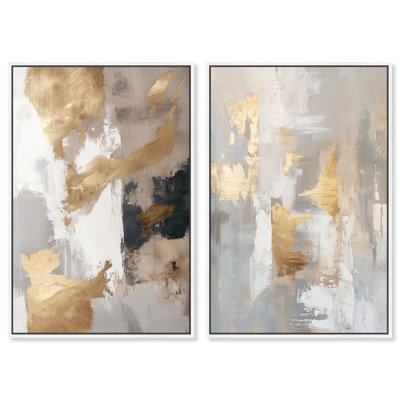 Boosted Greys Set Canvas Set of 2 Neutral Art by Art Remedy