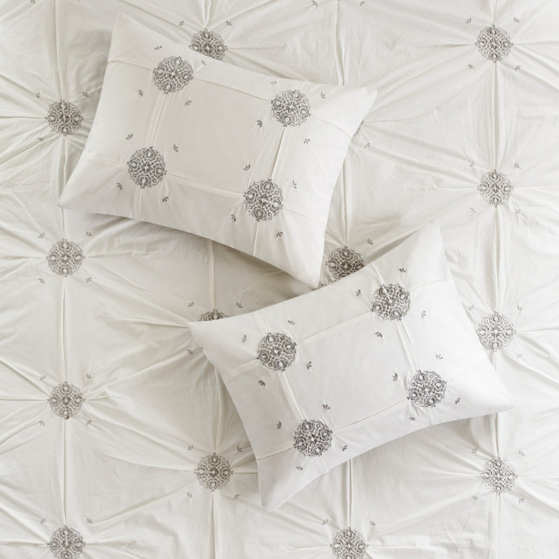 Ensemble de housse de couette en coton brodé Elegant King
