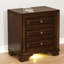 Table de chevet transitionnelle 3 avec veilleuse - fini bois de cerisier brun massif-1848338571