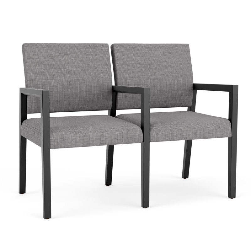 Structure en bois 2 places Brooklyn, Noir, Gris chambray