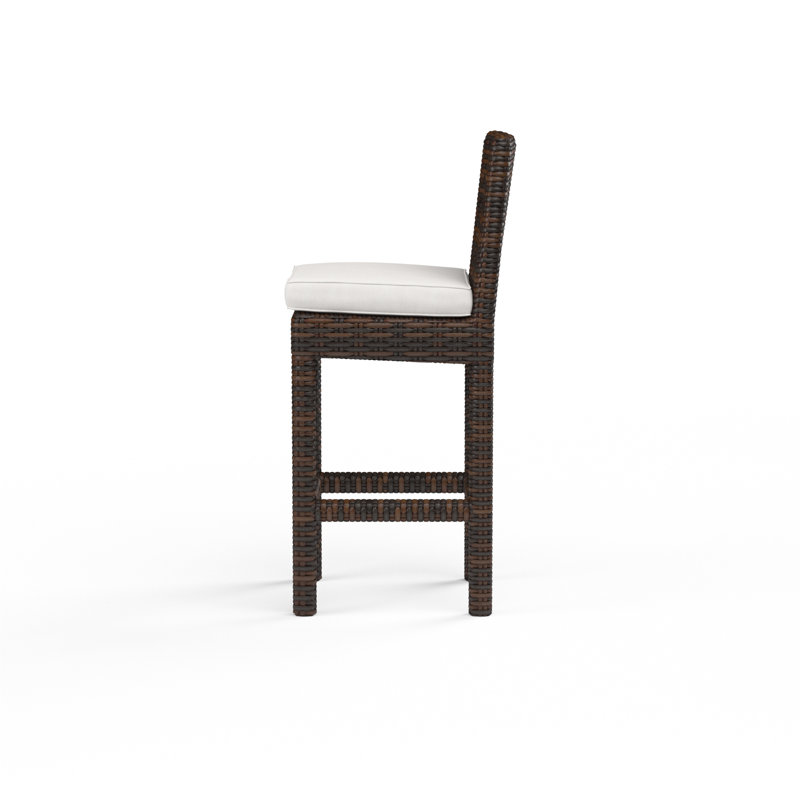 Emerald II Outdoor Bar Stool, Canvas Granite Sunbrella®, Cognac, Bar Stool (30" Seat Height)