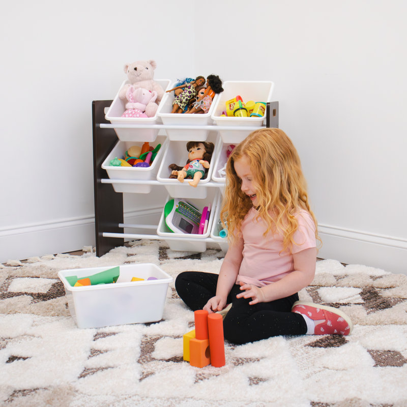Organisateur de jouets pour enfants Nael, Espresso/blanc