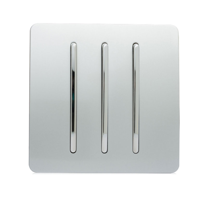 Trendi Switch 3 Gang 1 or 2 way Rocker Light Switch, Rocker Silver