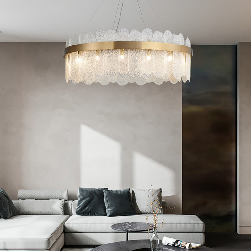 Aarzish Chandelier Modern Round Clear Glass Chandelier, 10, 27cm H x 60cm W x 60cm D