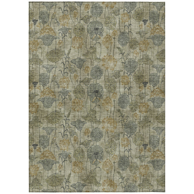 Machine Washable Indoor/Outdoor Jocelyn ACN2128 Floral Rug, Rectangle 8' x 10'