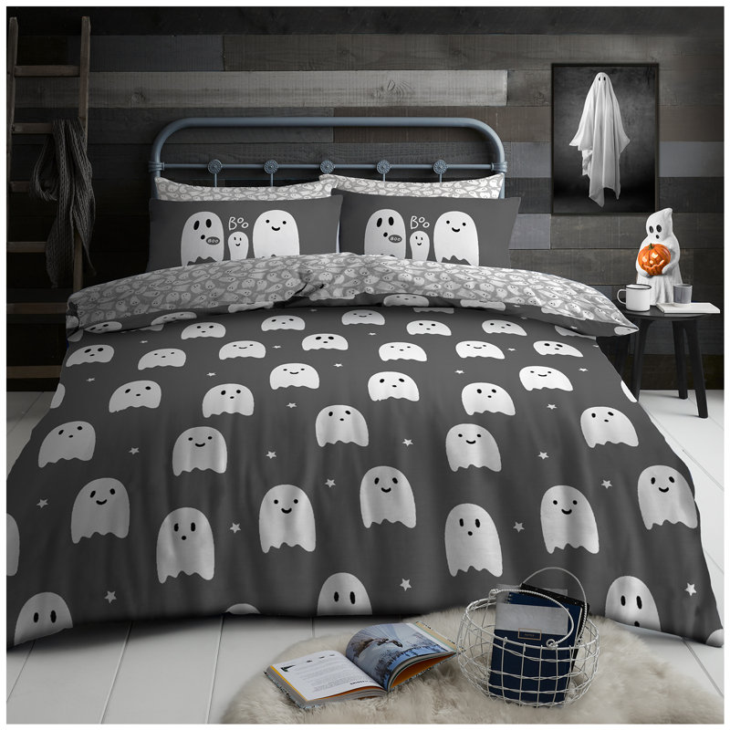 Cotton Blend Ghost Duvet Cover with Pillowcases Included, King Duvet Cover  +  2 Standard Pillowcases