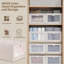 Linen Closet Organizer Bins – 4 Pack Foldable Storage Baskets With Clear Window, Medium, Beige, Bedroom Use