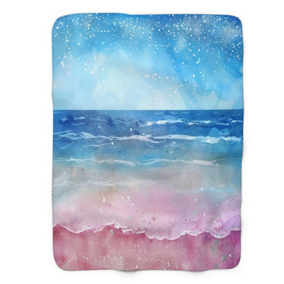 Oceanic Watercolor Sparkle - 1 Piece Premium Sherpa Blanket