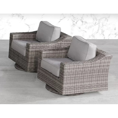 Luxury Outdoor Chair With Rotating Base - Grey , High Foam Padding Swivel Seat Cushions 5" Cushion Thickness, 28" Width, 33" Dimensions