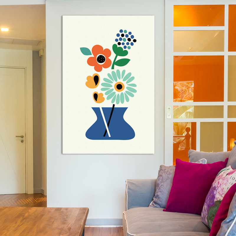 «Floral Time», impression sur toile, H 40 po x l 26 po x P 1,5 po, Pas de tapis, Toile tendue