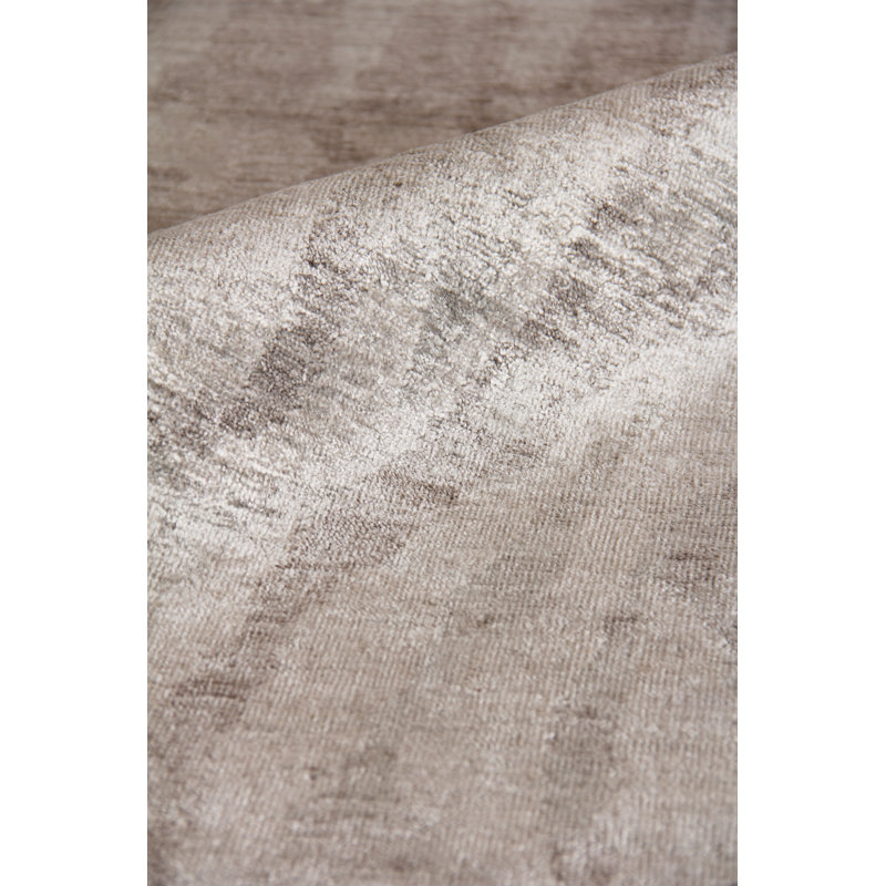 Antique'd Silk Damask Area Rug in Taupe, Rectangle 12' x 15'