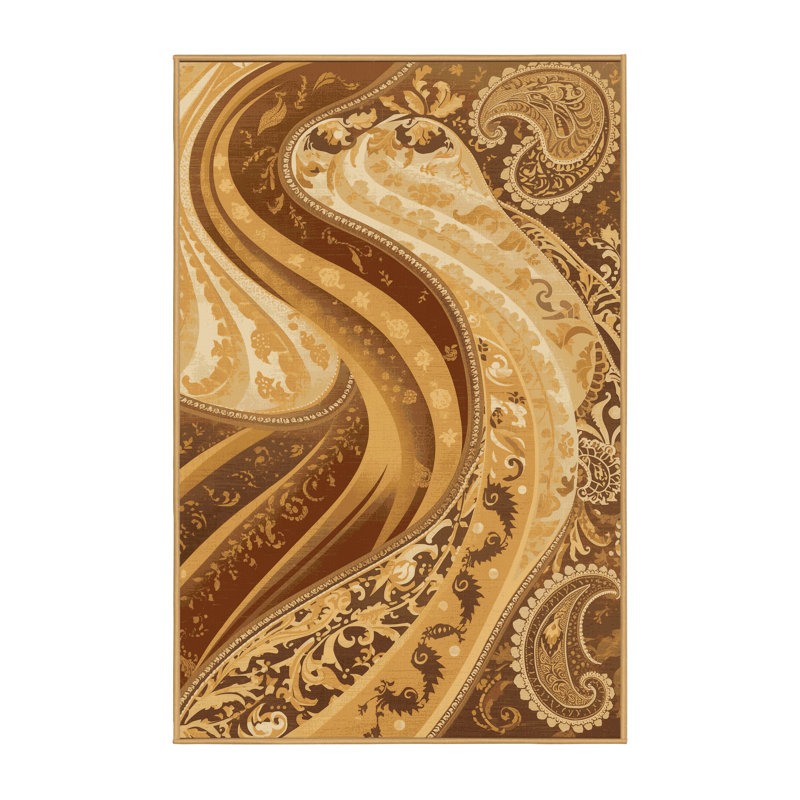 Tapis cachemire traditionnel lavable à la machine Parkdale - brun clair, 8 x 10